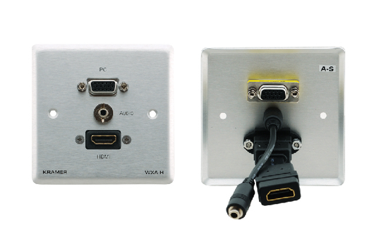 KRAMER WXA-H/EU(G)-80 PASSIVE WALL PLATE - 15-PIN HD (F/F), 3.5MM & HDMI
