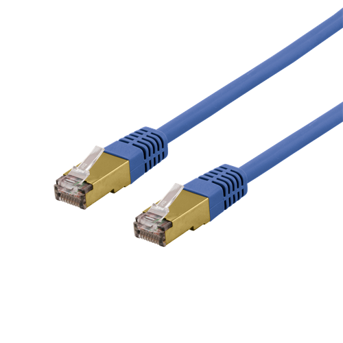 S/FTP Cat6a -laitekaapeli, 0,5 M, 500 MHz, Delta-sertifioitu, LSZH, Sininen