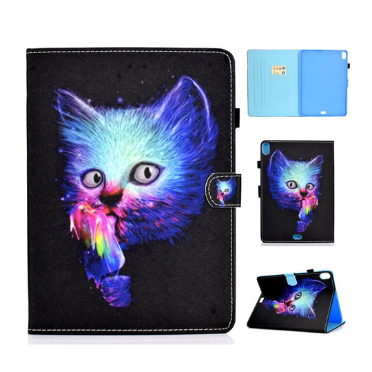 iPad Pro 11 inch (2018) kortti paikoilla varustettu kuviollinen synteetti nahkainen suojakotelo - Kiva Kissa