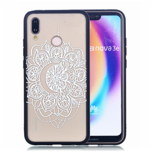 Huawei P20 Lite Kumi Ja Kohokuvioitu PC ja TPU Takasuoja Kuori - Pitsi Kukka
