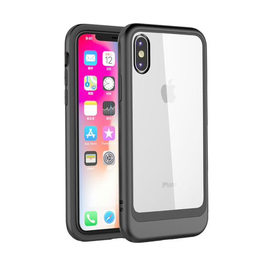 iPhone Xs Max transparentti hybriidi muovinen takasuoja kuori - Musta