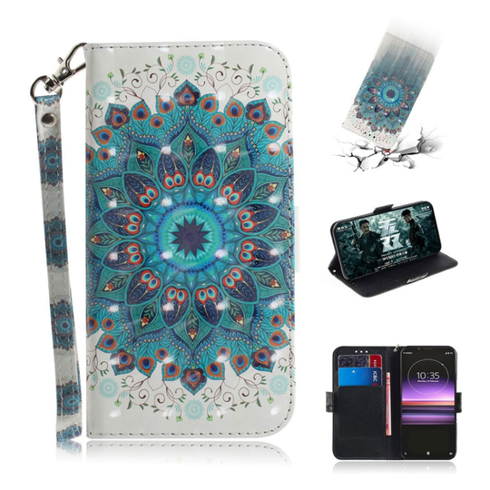 Sony Xperia 1 kuviollinen nahkainen suojakotelo - Mandala Kukka