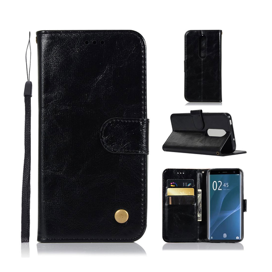 Sony Xperia XZ4 premium vintage nahkainen flip suojakotelo - Musta