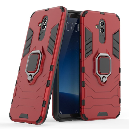 Huawei Mate 20 Lite Hybriidi muovinen takasuoja kuori metalli sormirenkaalla ja magneetilla - Punainen