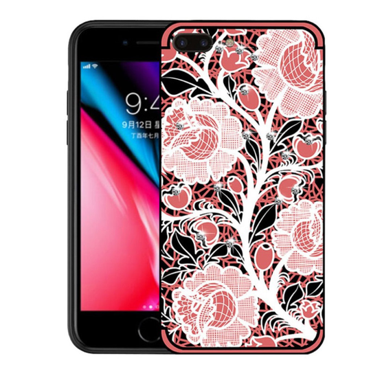 NXE iPhone 7 Plus ja 8 Plus ruusukuvioitu suojakuori - Pinkki