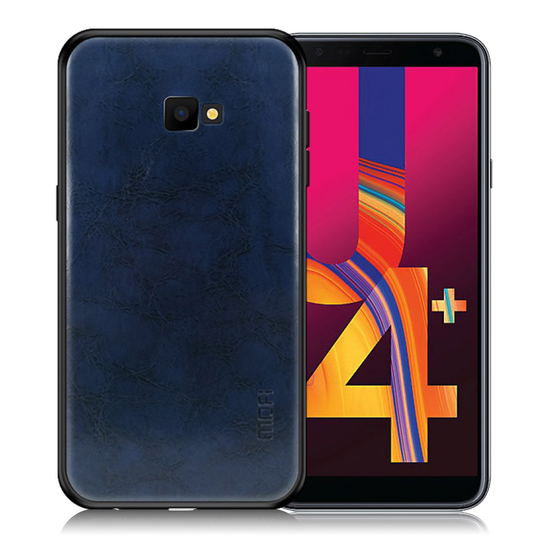 Samsung Galaxy J4 Plus (2018) MOFI synteetti nahka pinnoitettu hybriidi muovinen takasuoja kuori - Sininen