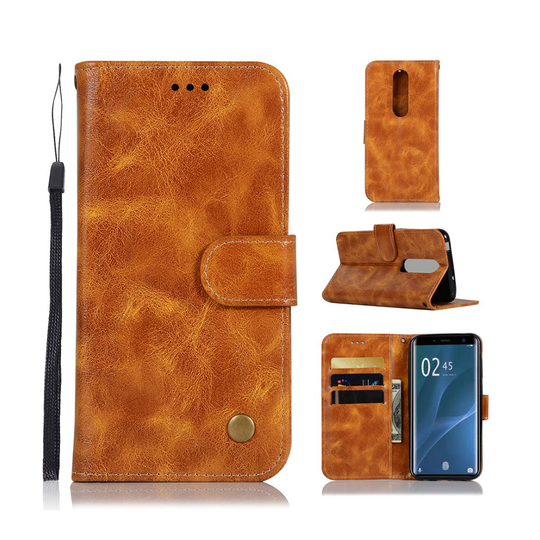 Sony Xperia XZ4 premium vintage nahkainen flip suojakotelo - Ruskea