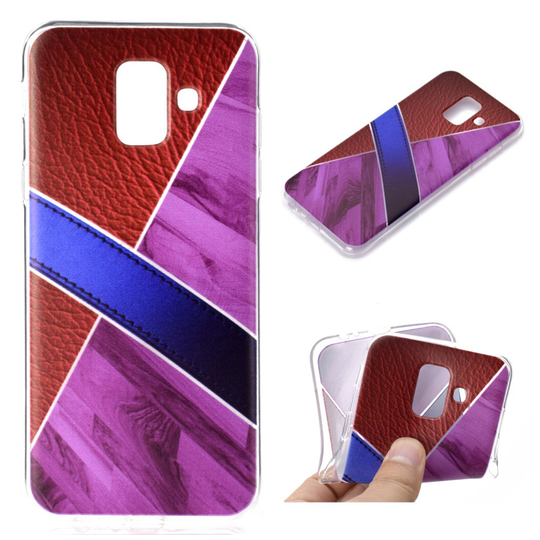 Samsung Galaxy A6 (2018) marmori liitos kuviollinen silikooni muovinen takasuoja kuori - Violetti