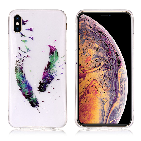 iPhone 9 Plus Kimalle Puuteri Pintainen Kuvallinen Silikooni Muovinen Suojakuori - Linnut Ja Sulkat