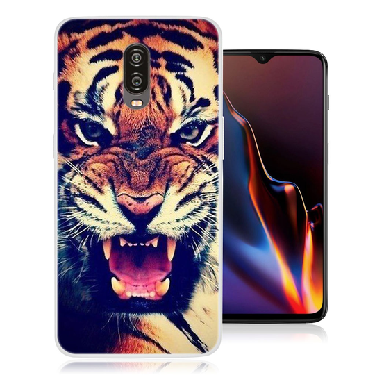 OnePlus 6T kuviollinen silikooni muovinen takasuoja kuori - Tiikeri