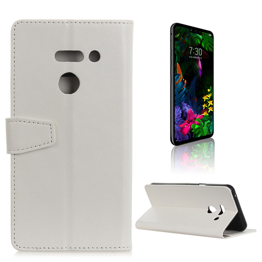 Crazy Horse LG G8 ThinQ nahkainen suojakotelo - Valkoinen