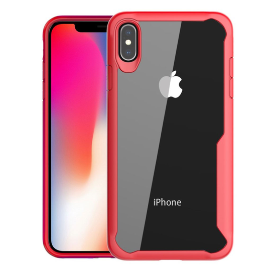 iPhone Xs Max Hybriidi Muovinen Takasuoja Kuori Pehmeillä Reunoksella - Punainen