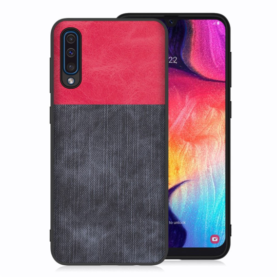 Samsung Galaxy A50 jeans texture case - Red / Dark Blue