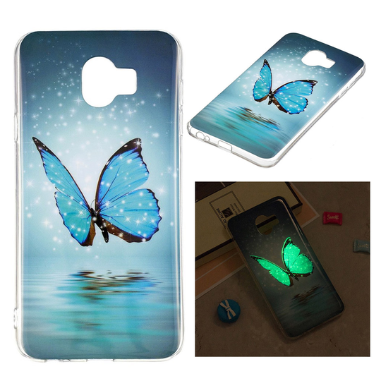 Samsung Galaxy J4 (2018) hohtava kuvioinen suojakotelo - Sininen Perhonen
