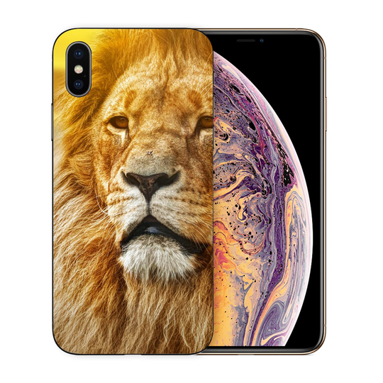 iPhone XS silikooni muovinen joustava ja pehmeä kuviollinen takasuoja kuori - Ruskea Leijona