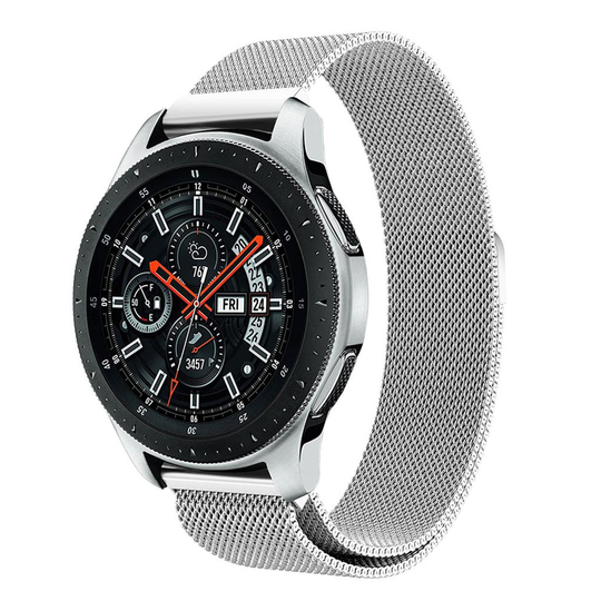 Samsung Galaxy Watch (46mm) milanese ruostumaton teräs kellon vaihdettava ranneke magneetilla - Hopea