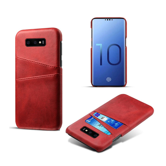 Samsung Galaxy S10e kaksi korttipaikkaa nahkainen suojakotelo - Punainen