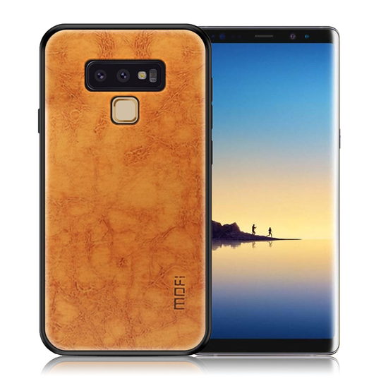 Samsung Galaxy Note9 MOFI Synteetti Nahkainen Muovi Hybriidi Takasuoja Kuori - Ruskea
