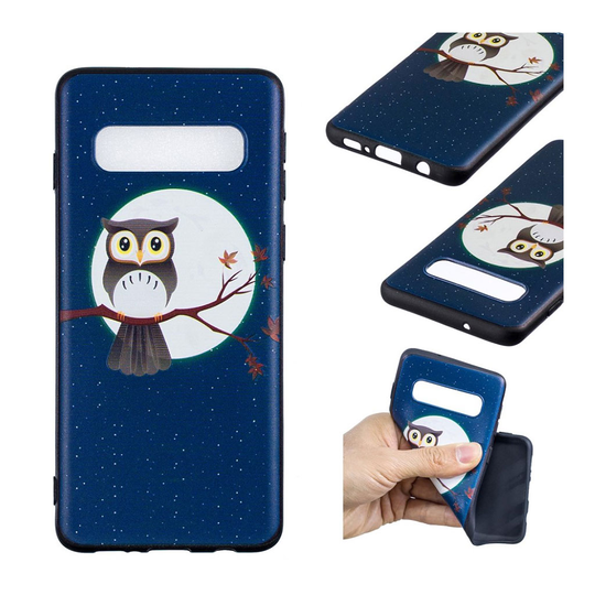 Samsung Galaxy S10 printtikuosi kohokuvioitu pehmeä suojakotelo - Pöllö Oksalla