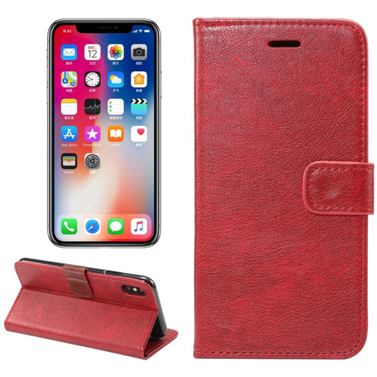 iPhone 9 Plus Villihevos Rakenne Pintainen synteetti Nahka Lompakko Suojakotelo - Punainen