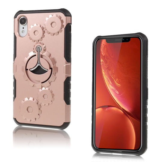 iPhone 9 Hybriidi Muovinen Takasuoja Kuori Jalkatuella Ja Hammaspyörä Kuviolla - Ruusu Kulta