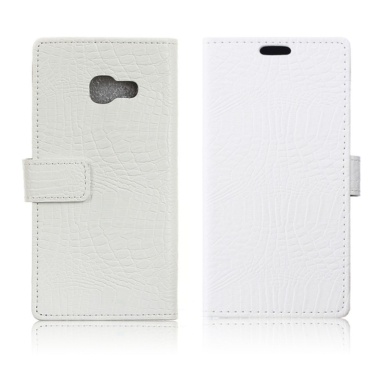 Samsung Galaxy A3 (2017) Krokotiilinnahka Kotelo Standillä - Valkoinen