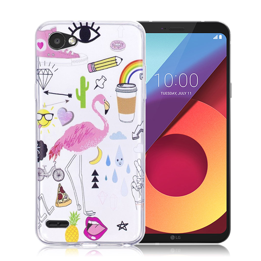 LG Q6 Kuviollinen TPU Takasuoja Kuori - Flamingot