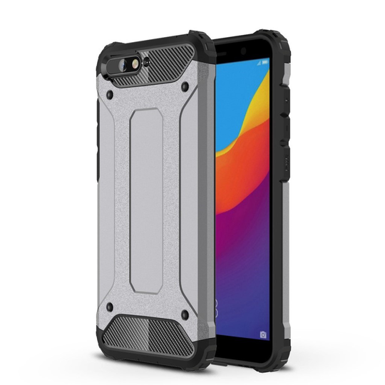 Huawei Y6 (2018) Kilpi Kova Muovi Ja TPU Hybriidi Suoja Kuori - Harmaa