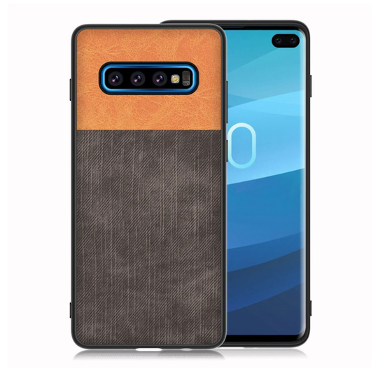Samsung Galaxy S10 Plus jeans cloth case - Brown / Black