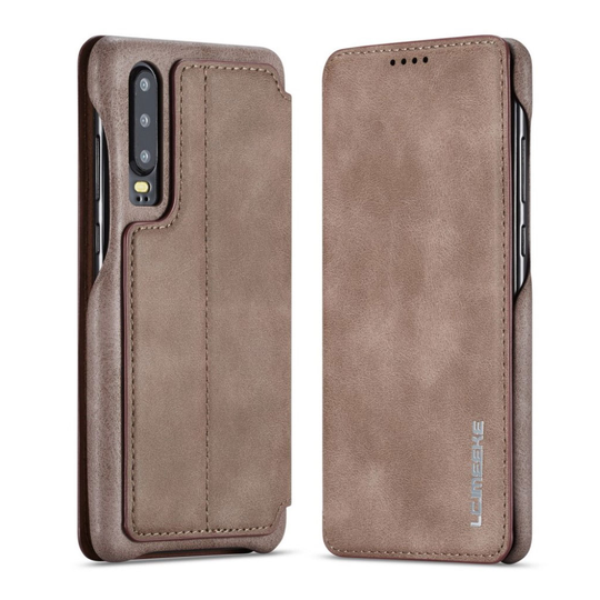 LC.IMEEKE Huawei P30 nahkainen suojakotelo - Kahvi