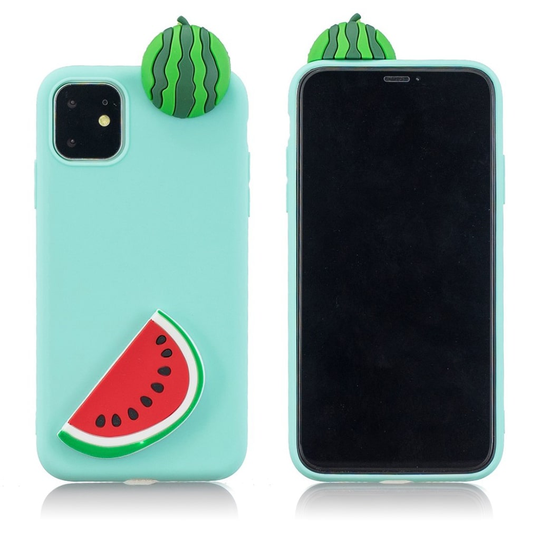 Cute 3D iPhone 11 kuoret - Syaani / Vesimeloni