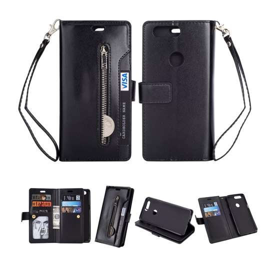 OnePlus 5T uniikki lompakkokotelo - Musta