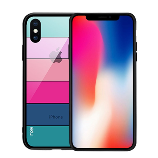 iPhone Xs Hybriidi kuviollinen takasuoja kuori lasista ja muovista - Tyypi A