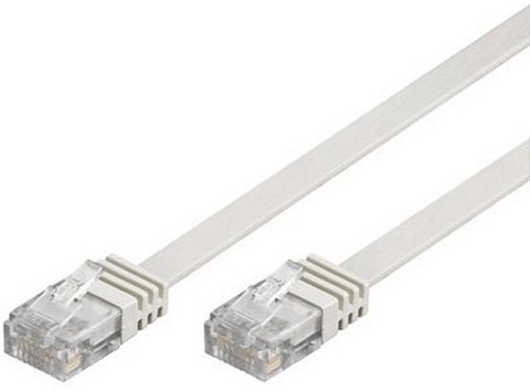 Laitekaapeli, U/UTP Cat6, Litteä, 1 M, 250 MHz, Valkoinen