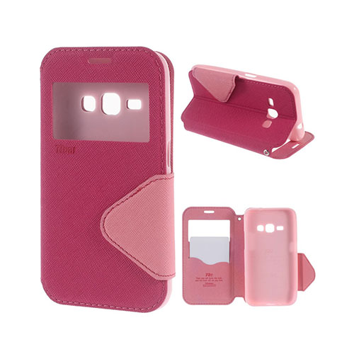 ROAR KOREA Samsung Galaxy J1 (2016) Nahkakotelo Korttitaskuilla - Pinkki