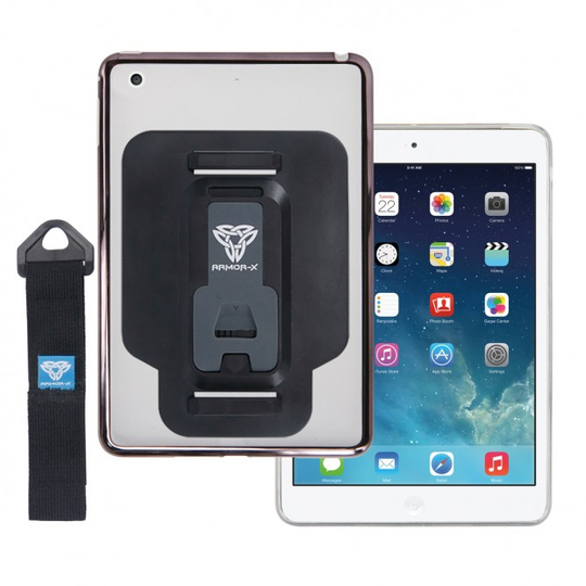 Armor-X CX-A37S Suojakotelo + Käsihihna iPad Air 2 läpinäkyvä/musta