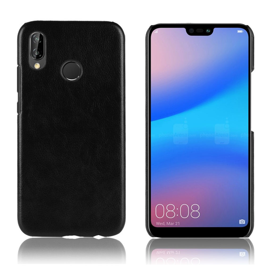 Huawei P20 Lite Liitsihedelmä Jyväinen Synteetti Nahkainen Muovi Takasuoja Kuori - Musta