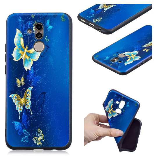 Huawei Mate 20 Lite kohokuviollinen pehmeä silikooni muovinen takasuoja kuori - Kullatut Perhoset