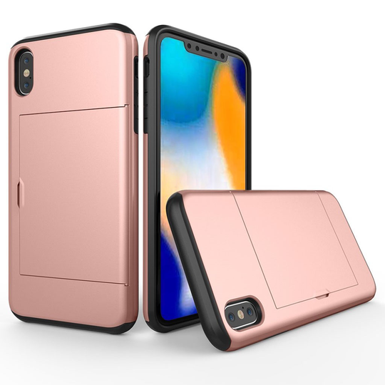 iPhone 9 Hybriidi Muovinen Takasuoja Kuori Kortti Paikalla - Ruusu Kulta