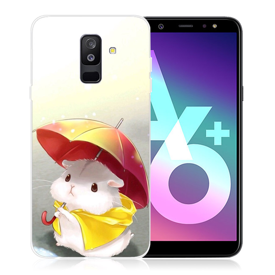 Samsung Galaxy A6 Plus (2018)Kuviollinen Printattu Pehmeä Muovinen Takasuoja Kuori - Hamsteri Sateenvarjolla