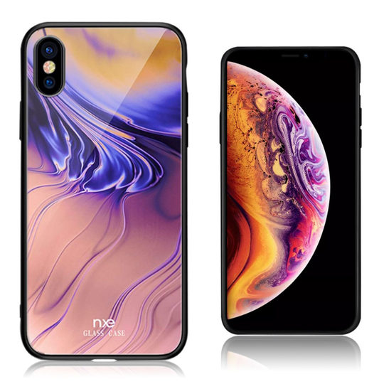 iPhone Xs Max NXE sarjan hybriidi suojakuori lasista ja muovista - Tyyli C