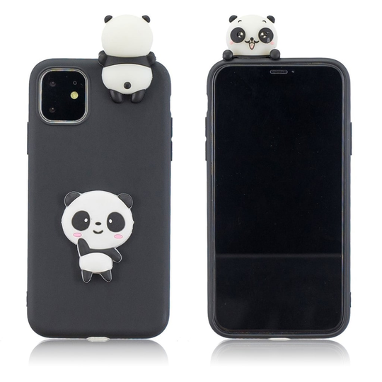 Cute 3D iPhone 11 Pro Max kuoret - Musta / Panda