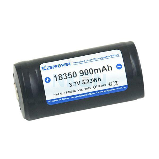 Keeppower 18350 900mAh Li-Ion akku suojapiirillä - 5 A - 2 Kappaleen pakkaus