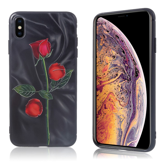 iPhone Xs Max stereoskooppi kuviollinen silikooni muovinen pehmeä takausoja kuori - Tyyli A