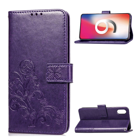 iPhone Xs Max Apila printti kuvioitu synteetti nahkainen lompakko suojakotelo - Violetti