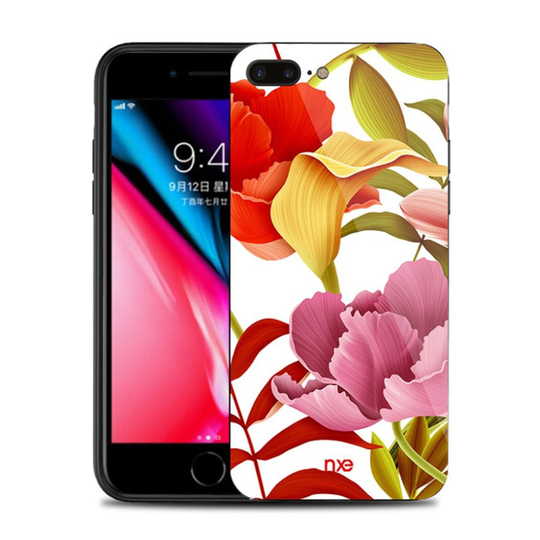 NXE iPhone 7 Plus ja 8 Plus kukkakuvioinen suojakuori - Punainen