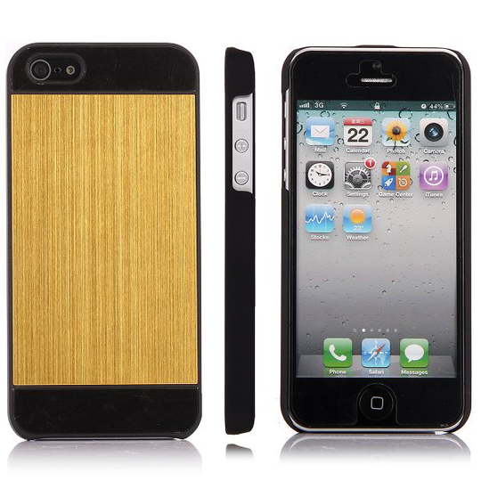 Harjattu Alumiini - Musta (Kulta) iPhone 5 Suojakuori