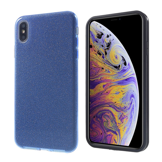 iPhone Xs Max silikooni muovinen vedenkestävä kimalteleva hybriidi suojakuori - Sininen