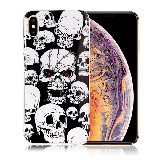 iPhone 9 Plus IMD Kuviollinen Pehmeä Muovinen Takasuoja Kuori - Pääkallot