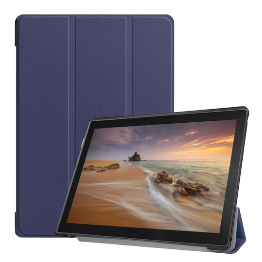 Lenovo Tab E10 tri-fold nahkainen flip suojakotelo - Tummansininen
